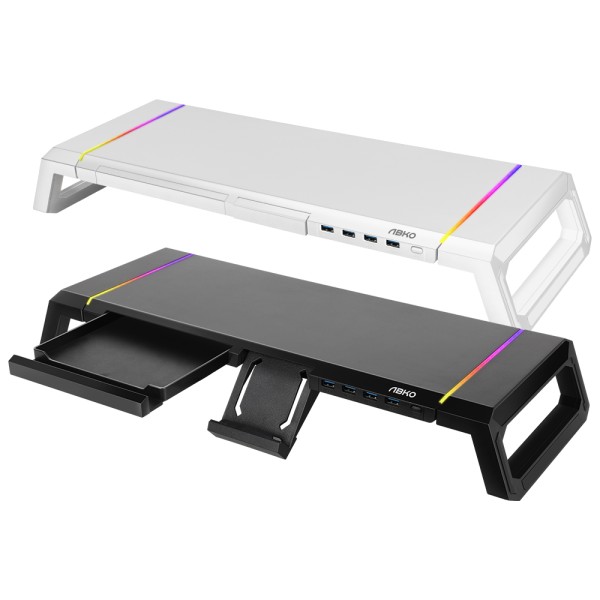 앱코 MES100 사이드 폴딩 RGB 오거나이저 USB 3.0 모니터받침대 (블랙)